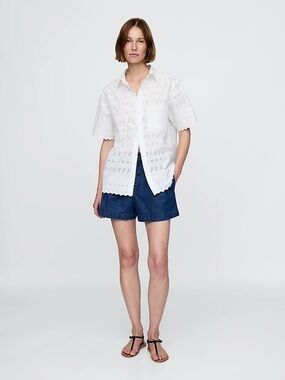 Gap x DÔEN Eyelet Button-Up Shirt — Size Small — NWT — White